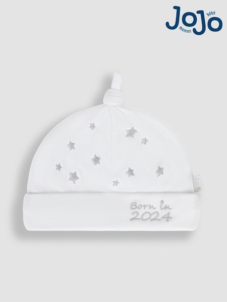 JoJo Maman Bébé White Born In 2024 Embroidered Hat (Q50724) | €8