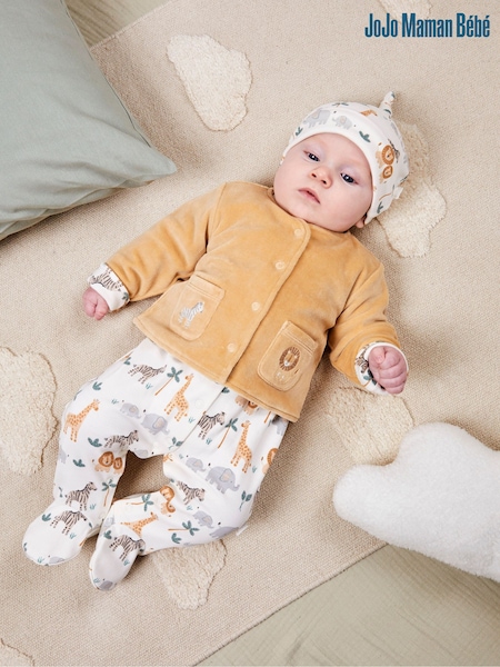JoJo Maman Bébé Cream Safari Print Baby Hat (Q50728) | €8