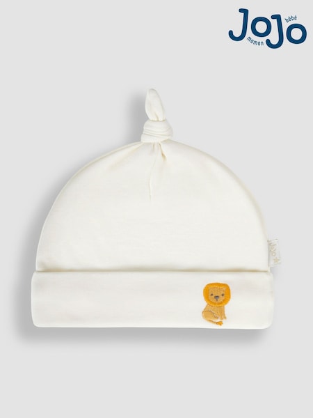 JoJo Maman Bébé Cream Lion Embroidered Cotton Baby Hat (Q50729) | €8