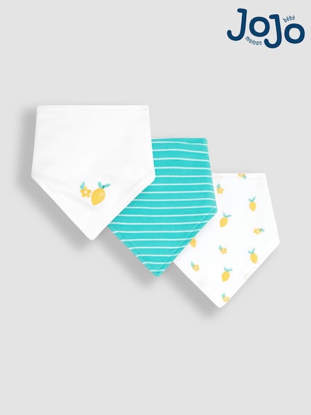 Weiß/Blau, Zitrone - Jojo Maman Bébé 3er Baby-Lätzchen aus Baumwolle (Q50731) | 19 €
