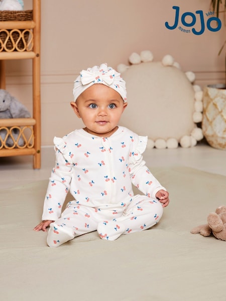 JoJo Maman Bébé Cream Cherry Print Turban (Q50733) | €8