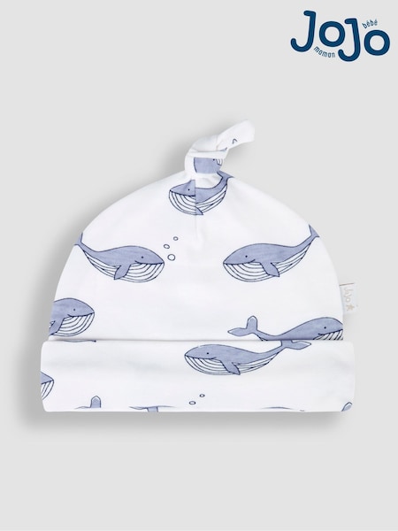 JoJo Maman Bébé Blue Whale Print Cotton Baby Hat (Q50734) | €8