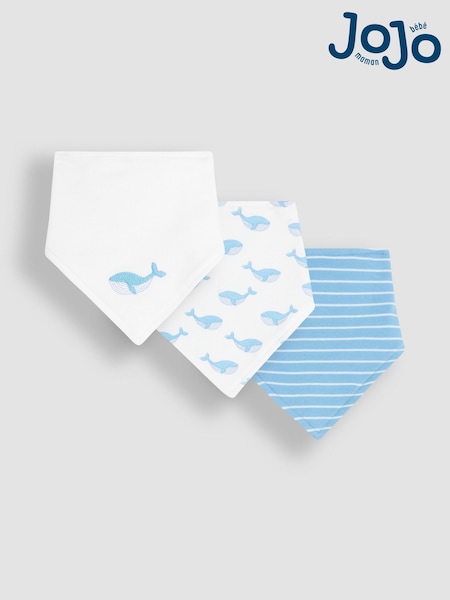 Синій кит - Jojo Maman Bébé 3-pack Cotton Baby Dribble Bibs (Q50743) | 721 грн
