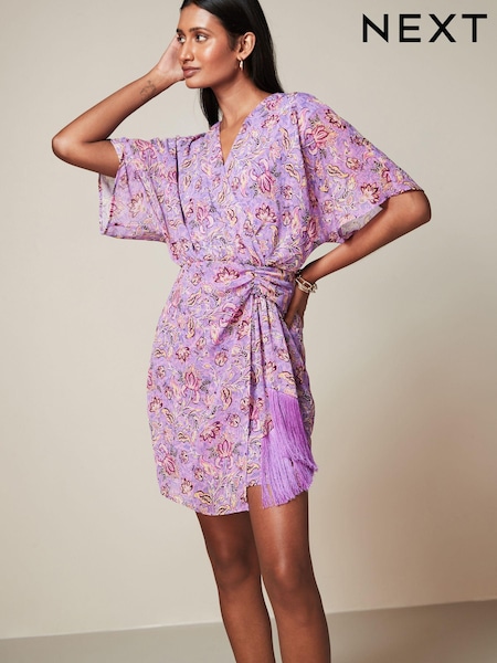 Пурпурный - Chiffon Mini Wrap Dress (Q50785) | €10