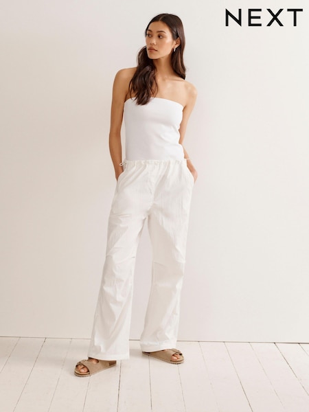 Weiß - Clean Waist Cargo Parachute Trousers (Q50795) | 8 €