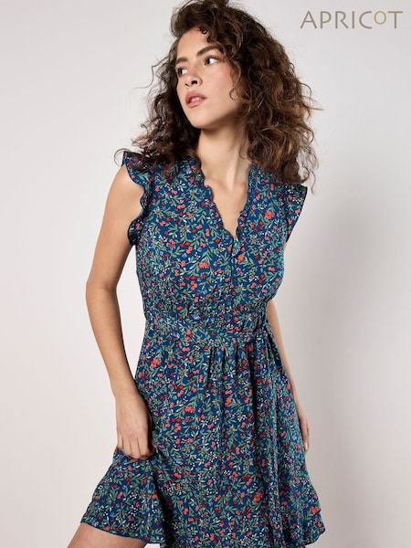 Blau - Apricot Ruffle Floral Mini Dress