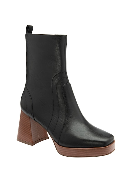 Ravel Black Block-Heel Zip-Up Mid-Calf Boots (Q50889) | €23
