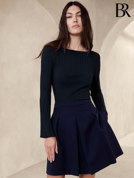 Banana Republic Navy Blue Cece Long Sleeve Ribbed Top (Q50918) | €31