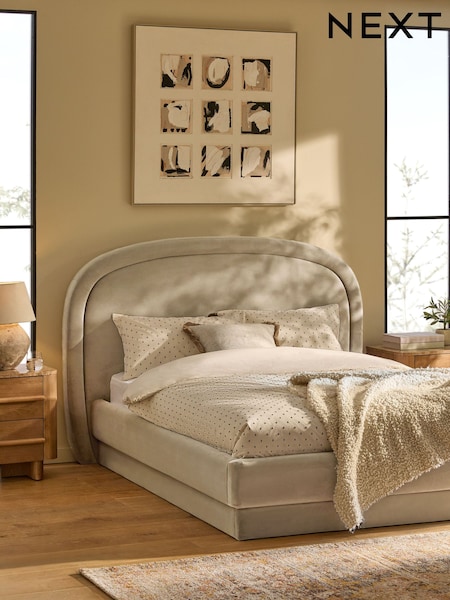 Soft Velvet Natural Pebble Arlo Upholstered Ottoman Storage Bed Frame (Q51435) | €1,000 - €1,250