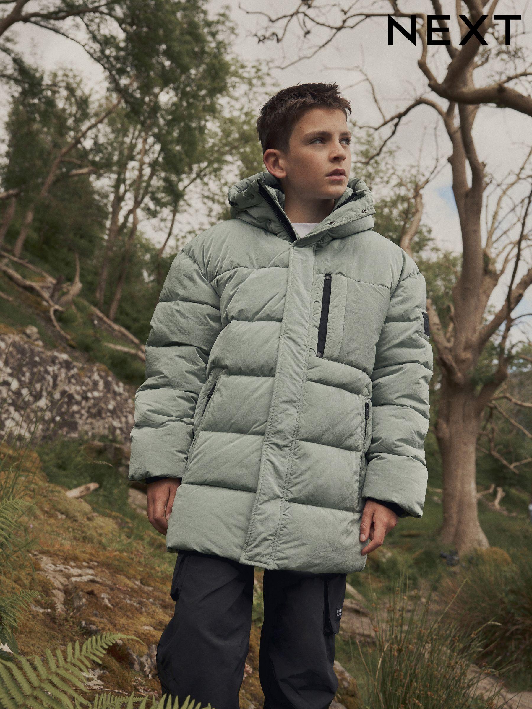 Boys long puffa coat clearance