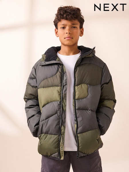 Khaki Quilted Puffer Jacket (3-16yrs) (Q51557) | AED106 - AED142
