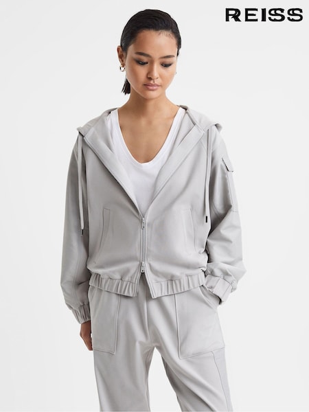 رمادي - Reiss Maja Cotton Blend Tracksuit Top (Q51631) | ‏1,066 د.إ.‏