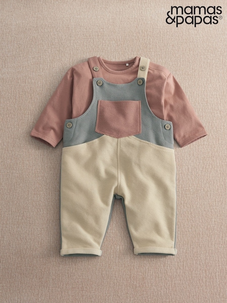 Rosa - Set di salopette a blocchi di colore Mamas & Papas 2 Piece