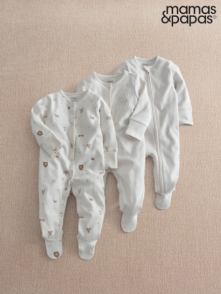 White - Mamas & Papas Horoscope Sleepsuits Pack Of 3