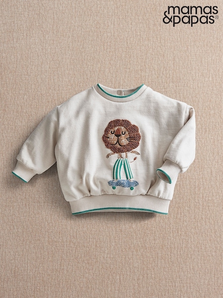 Pink - Mamas & Papas Bouclé-Sweatshirt mit Löwenmotiv