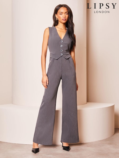 Lipsy Tailored Waistcoat Wide Leg Jumpsuit (Q52259) | €25