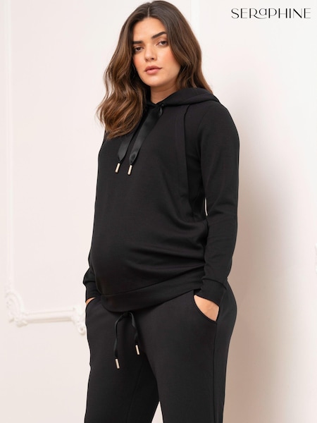 Seraphine Soft Black Maternity Hoodie With Nursing Zip (Q53023) | ‏344 د.إ.‏