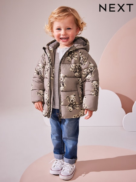 Brown Bear Print - Shower Resistant Padded Puffer Coat (3mths-7yrs) (Q53219) | 99 LEI - 119 LEI