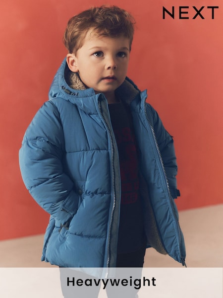 Albastru - Borg Fleece Lined Impermeabil Cu glugă Paltoane căptușite (3mths-7yrs) (Q53232) | 162 LEI - 185 LEI