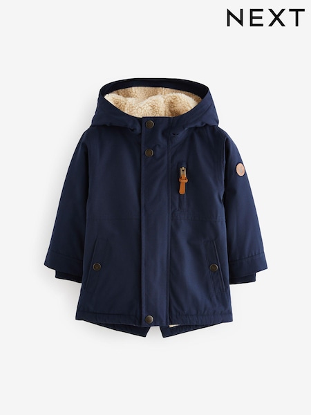 أزرق داكن - Waterproof Borg Fleece Lined Parka (3mths-7yrs) (Q53237) | ‏167 ر.س.‏ - ‏191 ر.س.‏