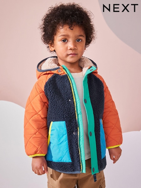 Multi Quilted Borg Fleece Lined Coat (3mths-7yrs) (Q53246) | AED85 - AED99