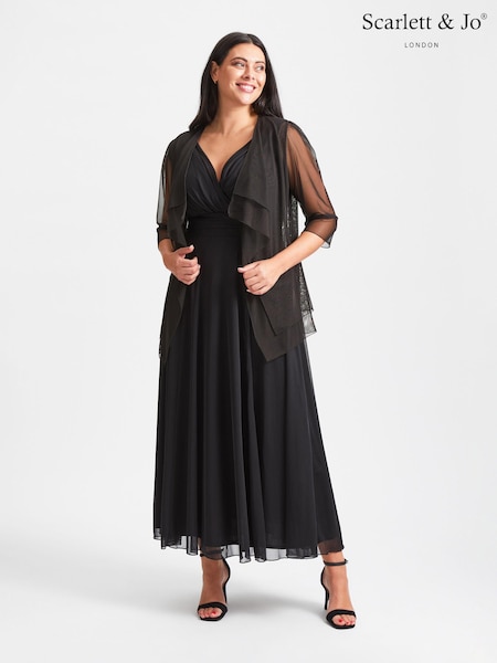 Black - Scarlett & Jo Waterfall Layered Shrug (Q53285) | 139 LEI