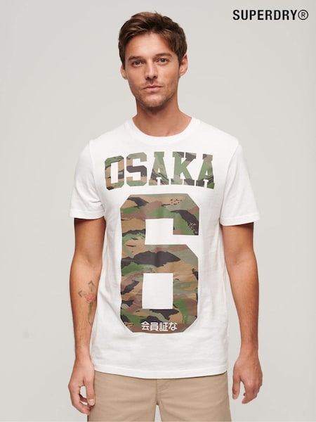 Superdry White Osaka 6 Camo Standard T-Shirt (Q53311) | 148 QAR
