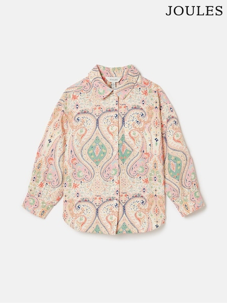 Joules Girls' Edith Pink Paisley Shirt With Linen (Q53417) | €16.50 - €19.50