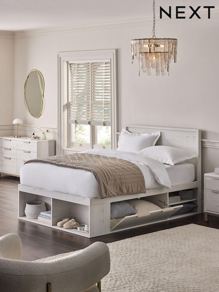 White Oak Effect Bronx Platform Bed Frame with Storage (Q53422) | €950 - €1,075