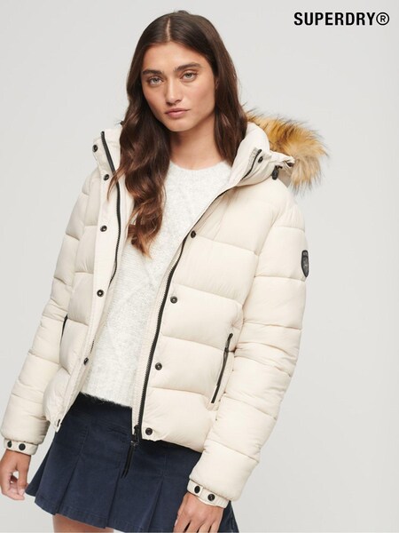 Superdry Nude Faux Fur Lined Longline Afghan Coat (Q53474) | €83