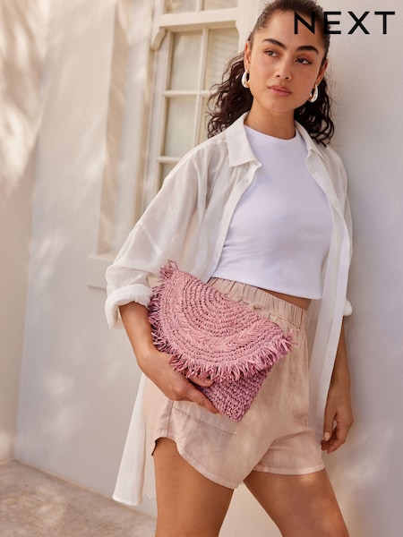 Raffia Fringe Clutch Bag (Q53548) | 17 €