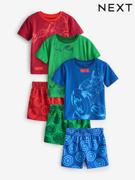rdeča/modra/zelena Marvel - 100% Cotton Short Pyjamas 3 Pack (12mths-12yrs) (Q53568) | € 24 - € 30