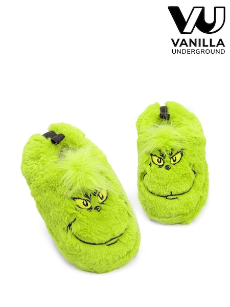 Vanilla Underground Green Grinch Kids Winter Christmas Fluffy Slippers (Q53585) | 84 QAR