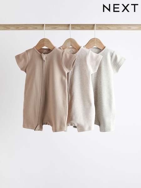 Neutro - Baby Two Way Zip 100% Cotton Rompers Sleepsuits 3 Pack (0mths-3yrs) (Q53627) | 21 € - 24 €