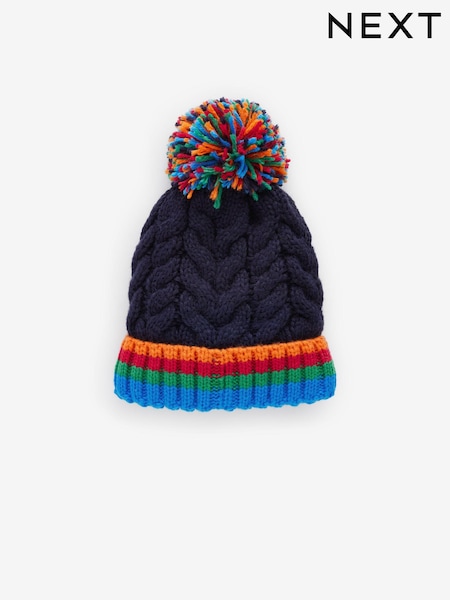 Navy Blue Rainbow Rib - Pom Hat (3mths-10yrs) (Q53695) | 288 грн - 371 грн