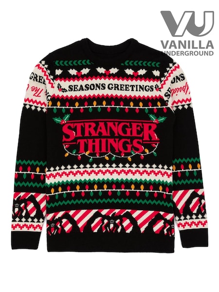 שחור – Stranger Things - Vanilla Underground Mens Licensed Adult Knitted Christmas Jumper (Q53843) | ‏289‏₪