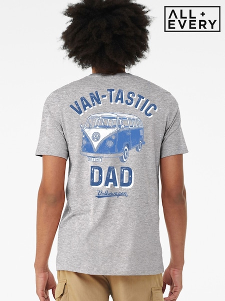 Grey - Regular All + Every Volkswagen Van Tastic Dad Back Print T-shirt
