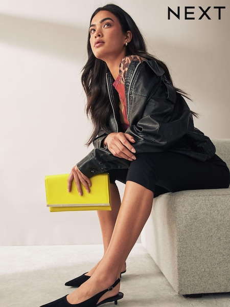Lime Green Clutch Bag With Detachable Cross-Body Chain (Q54375) | €7