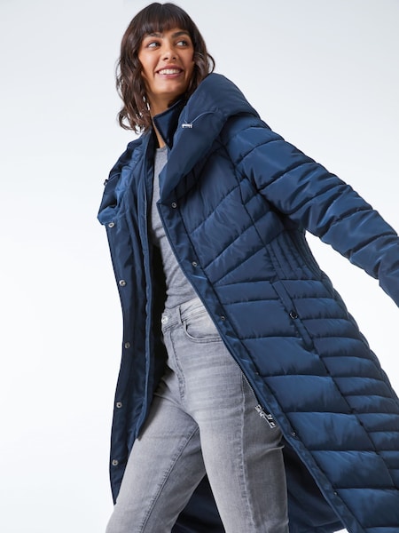 Roman Blue Hooded Chevron Quilted Coat (Q54500) | €63