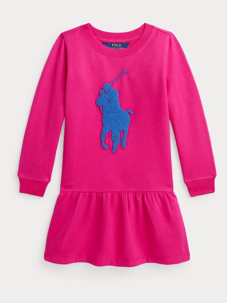 Polo Ralph Lauren Girls Pink French Knot Big Pony Fleece Dress (Q54523) | €66 - €72