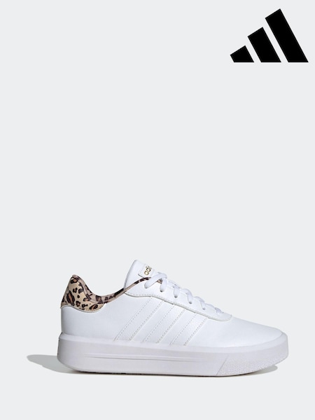 adidas White/Animal Court Platform Shoes (Q54974) | AED131