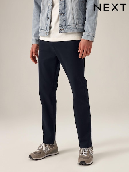 Navy Blue Elasticated Waist Slim Stretch Chino Trousers (Q54993) | R$ 230