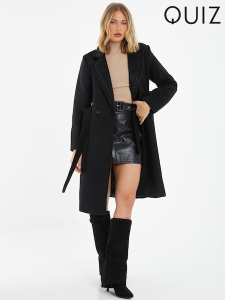 Quiz Black Tie Waist Coat With Embellished Lappel Detail (Q54996) | €43