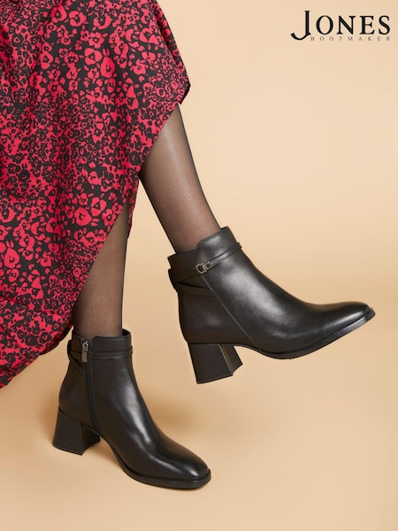 Jones Bootmaker Monika Heeled Black Ankle Boots (Q55669) | €172