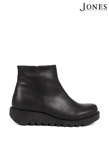 Jones Bootmaker Black Maraine Leather Wedges Ankle Boots (Q55672) | R$ 1.085