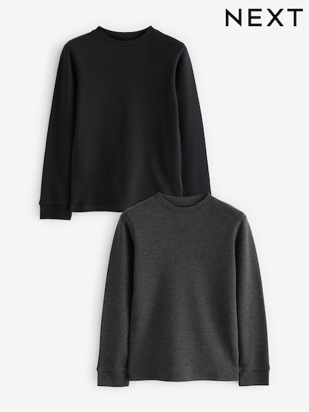 أسود/رمادي داكن - Thermal Long Sleeve Tops 2 Pack (2-16yrs) (Q55696) | ‏76 د.إ.‏ - ‏ 107‏ د.إ.