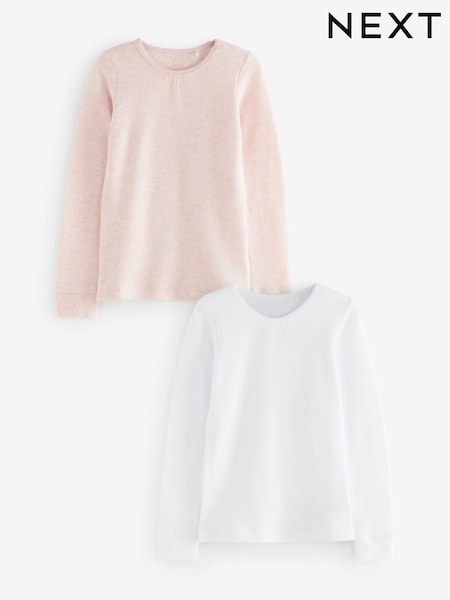 Pink/White Thermal Long Sleeve Tops 2 Pack (2-16yrs) (Q55699) | AED76 - AED107
