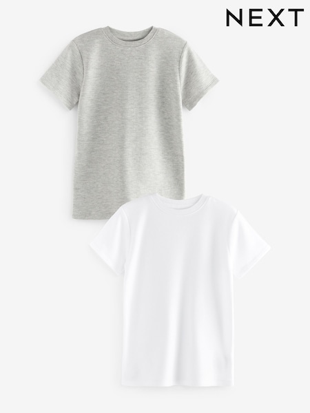 Grey/White Thermal Short Sleeve T-Shirts 2 Pack (2-16yrs) (Q55701) | AED66 - AED97