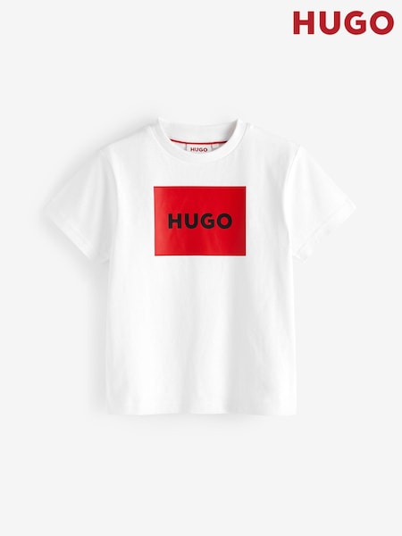 HUGO White 100% Cotton Logo Short Sleeve T-Shirt (Q55843) | €20 - €26