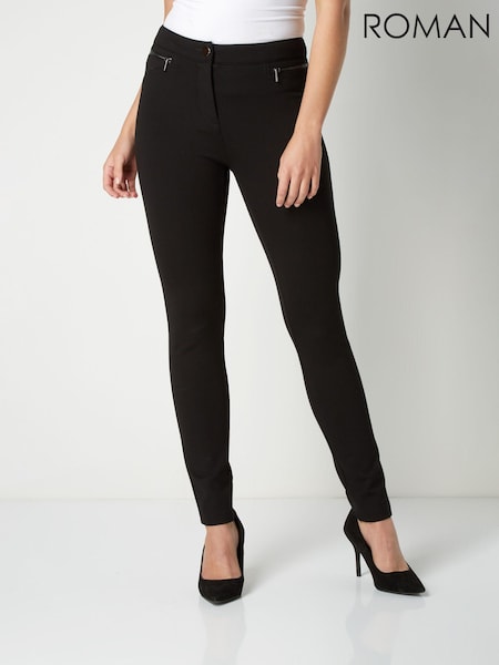 Roman Black Originals Zip Detail Ponte Trousers (Q55875) | € 50